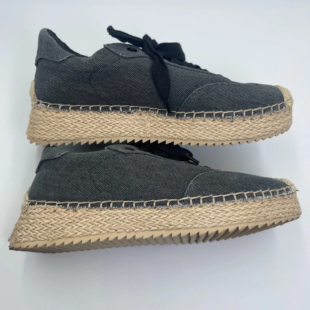 JLO Jennifer Lopez Lolan Espadrille‎ Sneakers Womens US 7M Black Platform Shoes